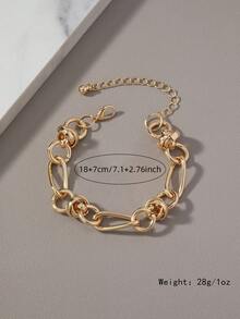 男士极简复古粗链时尚个性朋克嘻哈手链 - 无礼盒 - 金黃色 - 查看 5