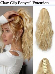 16 Inch Ponytail Extensions Claw Clip In Ponytail Hairpiece Synthetic Pony Tails Hair Piece Natural Wavy Hairpieces Party Daily For Women - Multicolor - View 14