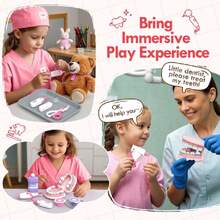 Juego de Dentista, 31Pcs Kit de Dentista Juguetes Para Niño Regalos Para Niñas y Niños con Dentista-Uniforme y Gorro de Médico, Cepillo de Dientes Eléctrico y Pasta, Juguetes Para Niños de 3 4 5 6,37295330 - Blanco y Negro - Ver 2