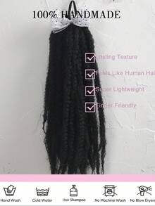 1pc Synthetic Black Hair With Yarn Bow For Kids Faux Braid Wigs Braiding Hair Afro Kinky Crochet Hair Extensions With Rubber Bands Heat Resistant - Natural Black - View 6