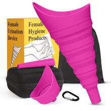 Foldable Female Urinal Device Portable Urinal For Women Pee Funnel For Women Travel, She Pee Cup For Women Stand To Pee Womens Urinal Funnel With Tube Case - 中紫紅色 - 查看 1