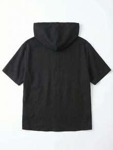 GRDR 男士休闲棉麻连帽短袖衬衫 | 精致设计 | 夏季必备 | 时尚百搭，展现您的风格 - 黑色 - 查看 6