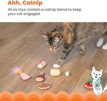 Catstages Happy Purrthday Cat Toys, 3-Pack Catnip Plush Toys With Crinkle, Feathers &Amp; Dental Mesh, Multicolored - ColorG - 查看 3