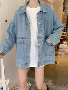 Women Denim Jackets & Coats - Blue - View 5