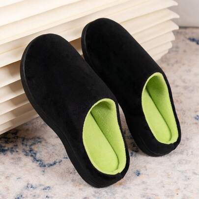 Unisex Plus Size Memory Foam Slippers, Colorblock Design, Comfortable For Indoor And Outdoor Wear