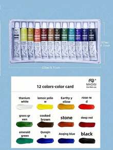 MADISI丙烯颜料套装，12色 x 12毫升（0.4美制液盎司），色彩鲜艳饱满，优质艺术家颜料，适用于画布绘画、DIY工艺品、初学者和专业艺术家，速干。 - 套裝 - 查看 10