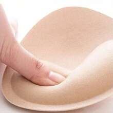 2/4片装自粘硅胶薄厚隐形胸垫，适用于泳装比基尼聚拢胸垫，纯色胸罩罩杯 - 卡其色 - 查看 8