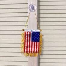 3x5 英尺/1 面美国国旗，20 英尺/20 面美国国旗串旗横幅，美国窗挂旗，5 面美国手摇旗 + 5 个十字孔透明 PVC 塑料吸盘，色彩鲜艳且不易褪色的美国国旗，适用于学校、派对、教室、体育赛事