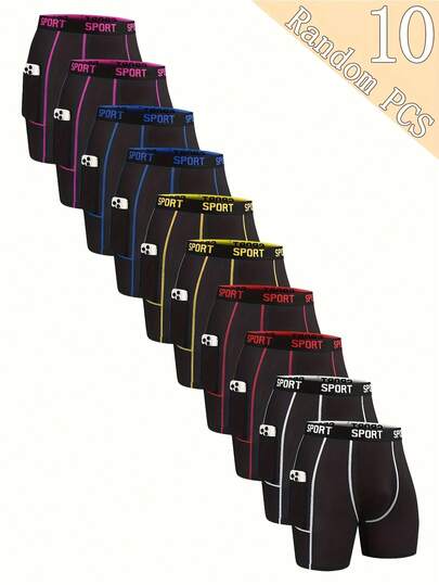 10pcs Set Of Men'S Underwear With Pockets - Breathable, Elastic, Quick Drying, Elastic Waistband, Sports And Leisure, Running And Fitness Boxer Underwear - Soft And Lightweight, Christmas Gift For Son, Anniversary Gift For Husband