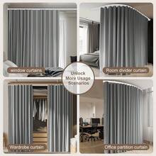 Riel de cortina flexible, riel de cortina deslizante flexible y curvado para montar en techo o pared con ganchos de acero inoxidable, de 2 m/3 m/4 m/5 m para formas en L, U, círculo para cortinas de ducha, sistema de cortinas para caravana, divisor de habitaciones, decoración de baño DIY - Multicolor - Ver 6