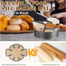 1 件装不粘硅胶面包发酵烘焙垫 - 可重复使用食品级圆形面团垫，带防滑边缘，适用于 24.13 厘米 x 12.7 厘米面包模具，适用于犹太面包、自制面包（易于清洁的烘焙配件），面包烘焙垫