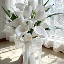 White Calla Lily Bouquet Party Decoration Artificial Flowers Bridal Bouquet Wedding Bridal Wedding Floral Bouquet ,Wedding Holding Flowers,Bridal Shower Wedding Ceremony Anniversary