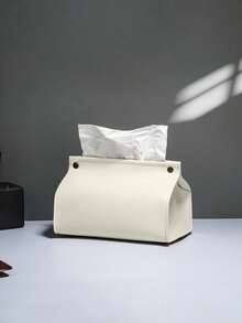 1/2pcs Leather Tissue Box Holder, Car Tissue Paper Dispenser - Beige - View 5