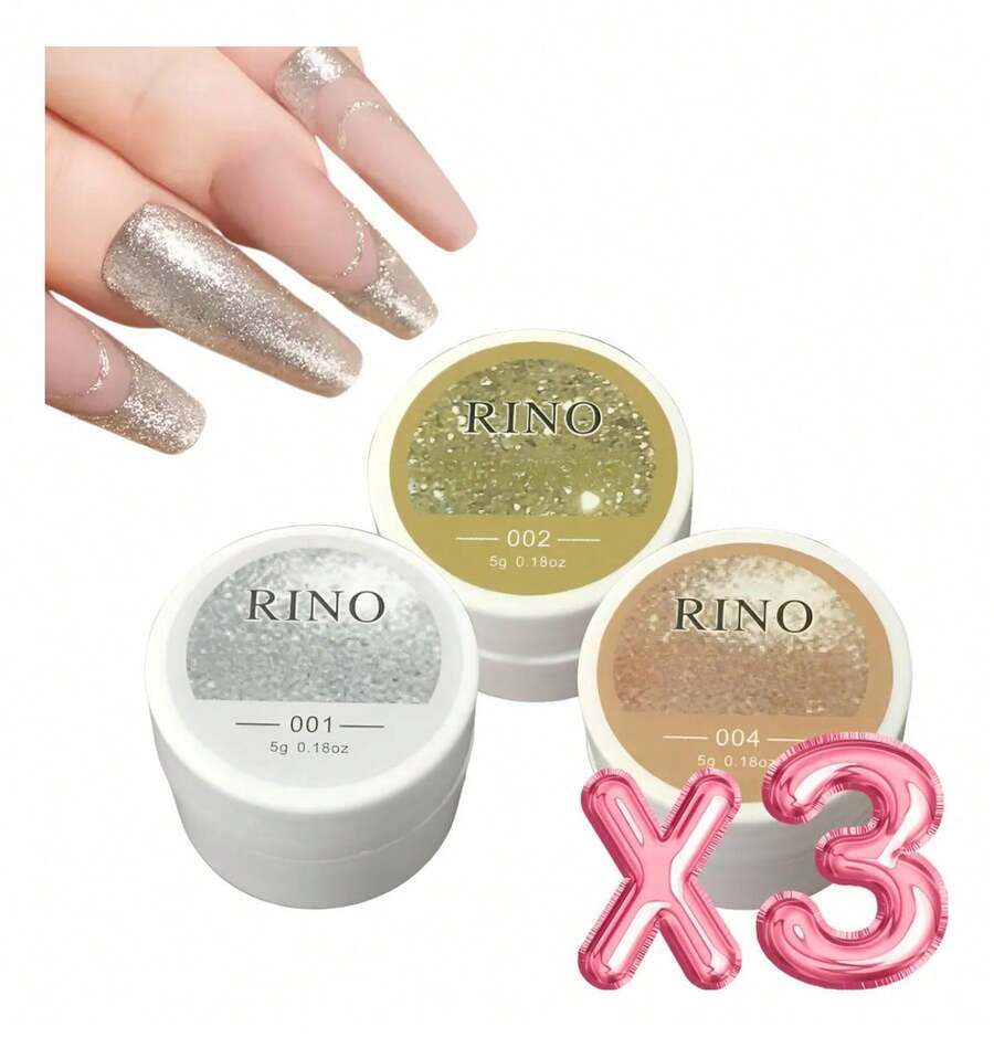 TendenciaGel Painting Diseño Metálico Decoración 3d Uñas Pack 3pzs FCalidad premium - Brillo Plata / Dorado / Cobre - Ver 1