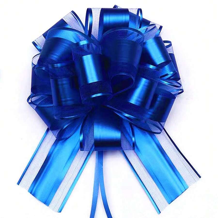 6pcs Pull Bows,Blue Bows For Gift Wrapping Pull Bows For Wedding Baskets,6 Inches Diameter Gift Bows,Decorate Gifts Such As Christmas,Valentine's Day,And Parties (Blue),Blue - 藍色 - 查看 1