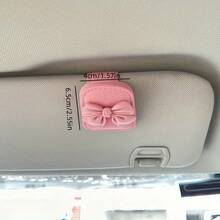 Car Sun Visor Glasses Clip Bowknot Cute Pink Interior Sunglasses Storage Rack, Car Accessories - Pink - View 4