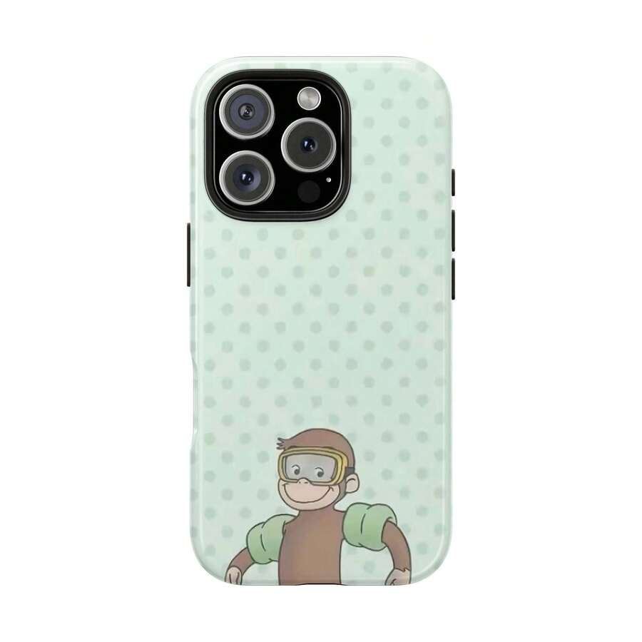 Curious George Monkey Durable Material Transparent Back Camera Protection Shockproof Elegant Look Luxury Phone Case Stylish Protective Cover For Daily UseAnniversary Gift, Valentine's Day Gift, Birthday Gift, Wedding Gift, Mother's Day Gift, Father's Day Gift, Best Friend Gift, Gift For Mom/Dad, Gift For Boyfriend, Gift For Girlfriend, Suitable For IPhone 11 12 13 14 15 16 17 Pro Max - 黑色 - 查看 1