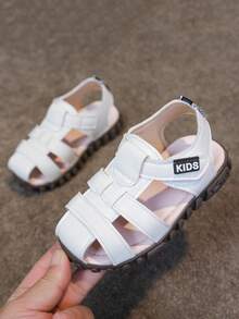 1 Pair Baby Sandals, Fashion Versatile Hook And Loop Closure Children Outdoor Casual Sandals - White - View 1