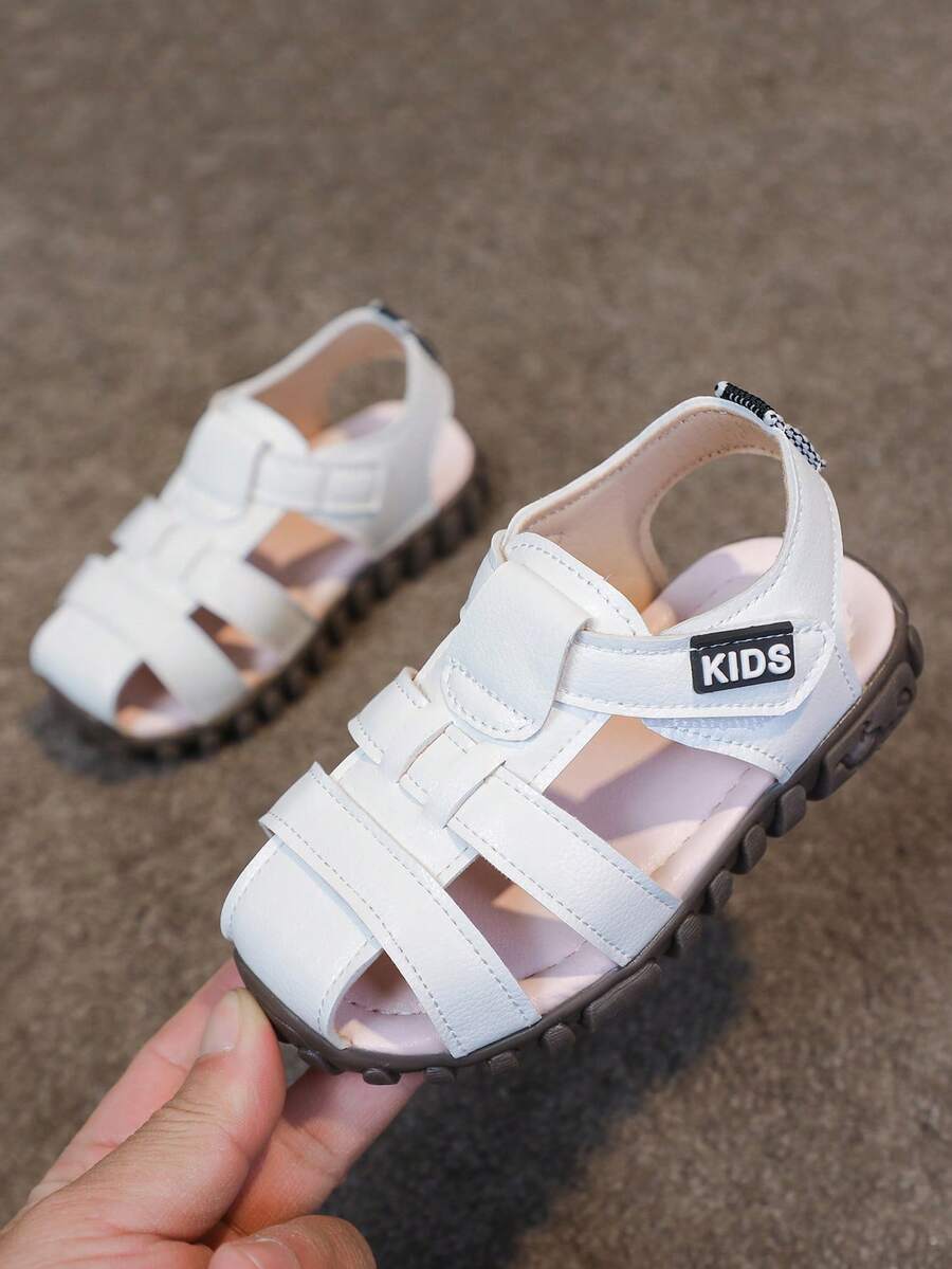 1 Pair Baby Sandals, Fashion Versatile Hook And Loop Closure Children Outdoor Casual Sandals - White - View 1