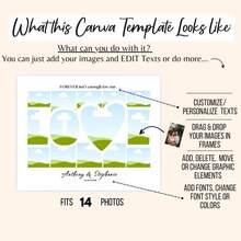 1pc Valentines Day LOVE Word Photo Collage Frame Editable TEMPLATE Printable Personalized Valentine's Heart Poster,Anniversary Gift Valentines Day Customized Wall Art,Pictures Custom Photo,Customizable Things, Optional Frame.Room Decor - Multicolor - View 3