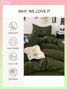 Bộ ga trải giường màu xanh quân đội 3 món - 1 vỏ chăn & 2 vỏ gối, chất liệu vải mềm mại và thoải mái, nhiều màu sắc để lựa chọn, phù hợp cho ký túc xá, trang trí nhà cửa đơn giản và thời trang, bộ ga trải giường phòng ngủ mềm mại và ấm cúng, có thể giặt (không kèm ruột chăn). - xanh quân đội - Xem 6