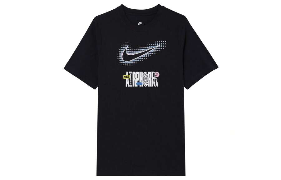 Nike Sportswear Letter Print Pullover Casual Crew Neck Short Sleeve T-Shirt - Black - View 1