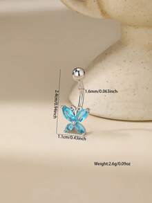 1pc Fashionable Butterfly Navel Piercing Ring, Suitable For Daily Wear, Beach, Party And Other Occasions