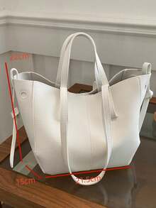 Bolso de mano tipo tote con diseño de ala de Pol, bolso de mano de estilo vintage y lujo europeo y americano tipo cubo para ir de compras - Beis - Ver 5