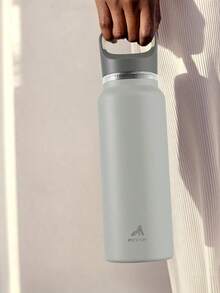 Powcan 40盎司保温水瓶，配有3个瓶盖，防漏，适合骑行，可放入车载杯架，不锈钢材质，配有吸管盖和壶嘴盖，是运动、健身、上学和旅行的理想之选。 - 灰綠棕 - 查看 8