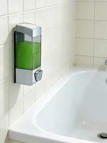 HALMAN Dispensador de jabón manual de pared de 350 ml - Plástico sin ftalatos, no necesita electricidad, apto para champú, acondicionador y jabón sin fragancia - Para baño, cocina y hotel - Envasado individual, dispensador de jabón de cocina, accesorio de baño, diseño moderno,una caja dispensadora de jabón con cerradura evitará que los niños la abran durante el juego,segur y firme después de la instalación, no se cae fácilmente. - transparente - Ver 4