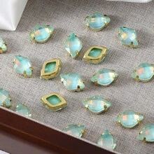 20-25pcs/Pack Gold Rhombus Flat Bottom High Quality Handmade Non-Hotmelt Crystal Nail Art Rhinestones Glitter 3D Decorations For DIY Enthusiasts - Glass Material - Suitable For Decoration - Multicolor - View 44