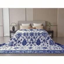 Oversized King Fleece Blanket 120x120 Inches, Seamless Soft Cozy 3D Jacquard Flannel Blanket 10'x10' Extra Large For Bed, Sofa, Couch, Travel & Camping, California King Throw, Purple - Wave CT21NV - 海軍藍-1顆鑽石 - 查看 4