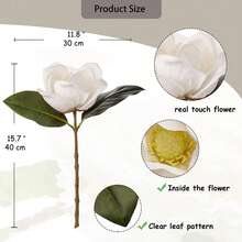 1 pieza Flor artificial de tacto real Magnolia blanca cremosa del sur, Magnolia Grandiflora artificial realista para decoración del hogar - Multicolor - Ver 12