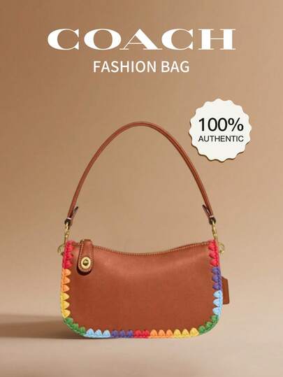 Coach 彩虹钩针编织女士单肩包，拉链封口 CJ785 B4TT4