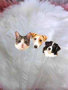 1/10/20pcs,Wedding Pet Stir Sticks, 50 Pcs Double-Sided Dog Stir Stick, Watercolor Acrylic Cocktail Stirrers, Wedding Swizzle, Wedding Drink Stirrers,Custom Pet Face Heads Head On A Stick Whatever You Call Them, Make A Great Gift Comes With Stick Cats, Dogs, Wedding, Micro Wedding,Valentine's Day Gift,Thanksgiving Gift, New Year Gift, Party Decor, For Mother's Day,For Birthdays,For Father's Day,For Graduation,For Housewarming. - Multicolor - View 7