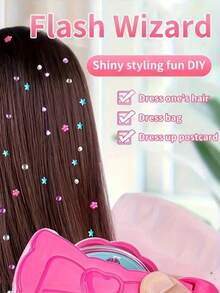 闪亮美发套装，内含水钻，魅力系列发饰，专为女孩设计，配有造型工具和75颗水钻——装上、点击、闪耀！头发、时尚，一切皆可！ - 彩色 - 查看 6