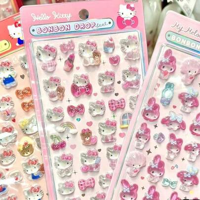 1pc Cartoon Animal 3D Sticker, Stationery Decor Sticker And Handmade Sticker, Suitable For DIY Kids Creative Sticker, Black Pupil Waterproof Sticker, Dot Sticker, Party Handmade Phone Decor Sticker, Gift For Girls