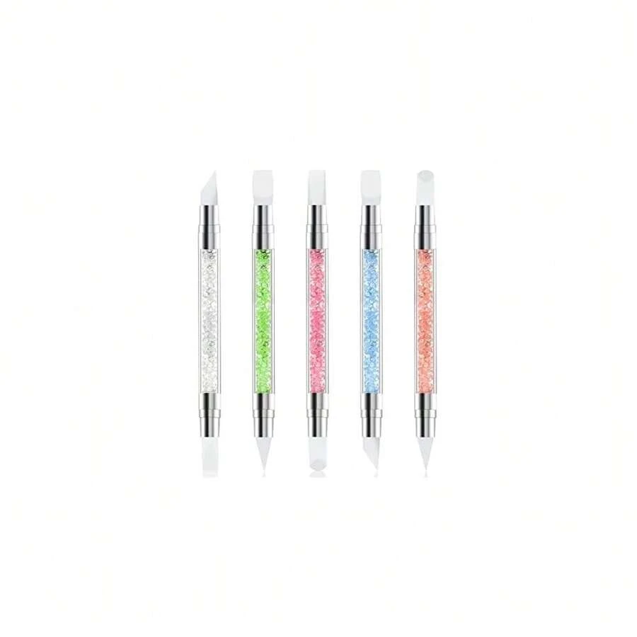 5 Pcs Nail Art Sculpture Pen Dual Tipped Silicone Nail Tools Nail Art Acrylic Pen Silicone Brushes For Resin Nail Art Tools For Design Nail Foil Carving Drawing Effect Shaping Drawing,5pcsstyleA - 5件組A款 - 查看 1