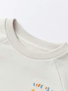 mini bala 男童户外卫衣，男女通用，宽松版型，柔软面料，山地风格图案，春季款 - 淺卡其 - 查看 6