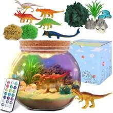 Kit de Terrario de Dinosaurios Iluminado para Niños: Kit de Arte y Manualidades de Terrario para Niñas con Luz Nocturna Ajustable - Regalos Juguetes de Dinosaurios para Niños de 5 6 7 8 Años,37425271 - Multicolor - Ver 1