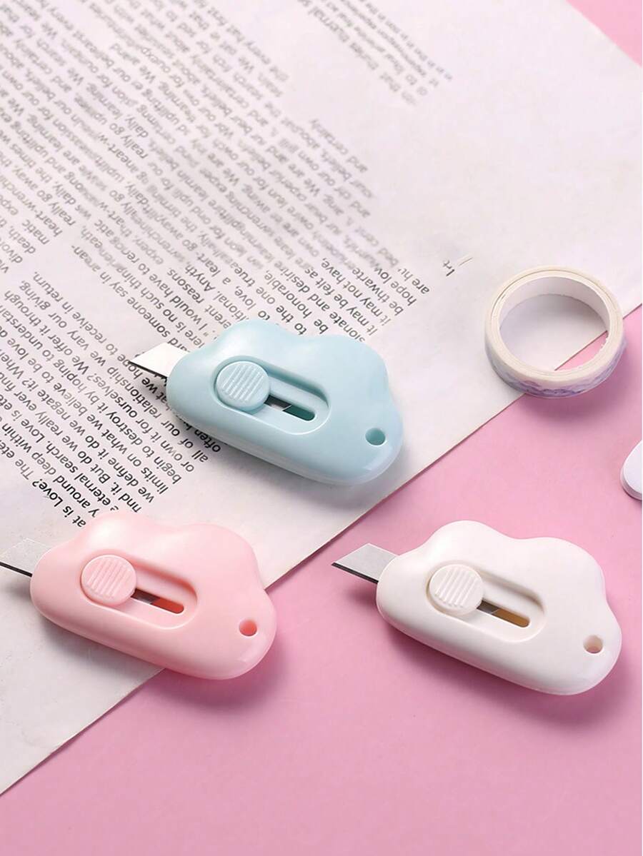 1/3 st söt molndesign mini-verktygskniv, bärbar pappersskärare för studenter/kontor, kontorsmaterial - Multifärgad - Visa 1