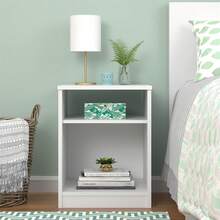 Wooden Night Stand / Classic Nightstand / With Two Open Display Shelves / Elegant Bedside Table End Side Table / Easy To Assemble / Suitable For Rooms, Bedrooms, White - trắng - Xem 1