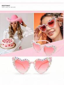 1pc "Birthday Queen" Glasses, Suitable For Birthday Party Gift, Accessory, Party Favor, Christmas - Pink - View 6