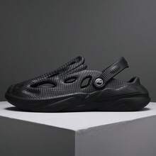 Men's Outdoor Casual Clogs Adjustable Strap Breathable Black Sandals - Black - View 2