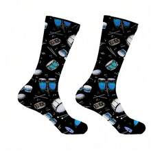[Stylish Drum Socks]  Men's Mid-Calf Socks | Stylish Drum Instrument Pattern Seamless Printed Outdoor Sports - 彩色 - 查看 7