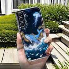 Funda de teléfono Nebulosa de Ballena y Delfín Compatible con Samsung Galaxy A02 A03S A04 A05S A06 A13 A14 A15 A16 5G A21S A22 A23 A24 A25 A32 A34 A35 A50 A52 A53 A54 A55 A73 S21 Ultra S22 Plus S23+ S24 FE S25 Funda de Teléfono Transparente de Caricatura a Prueba de Golpes Cobertura Completa TPU Funda Protectora Simple de Moda a Prueba de Golpes Carcasa Suave Personalizada Regalo Creativo para Ti o Amigos - Multicolor - Ver 2