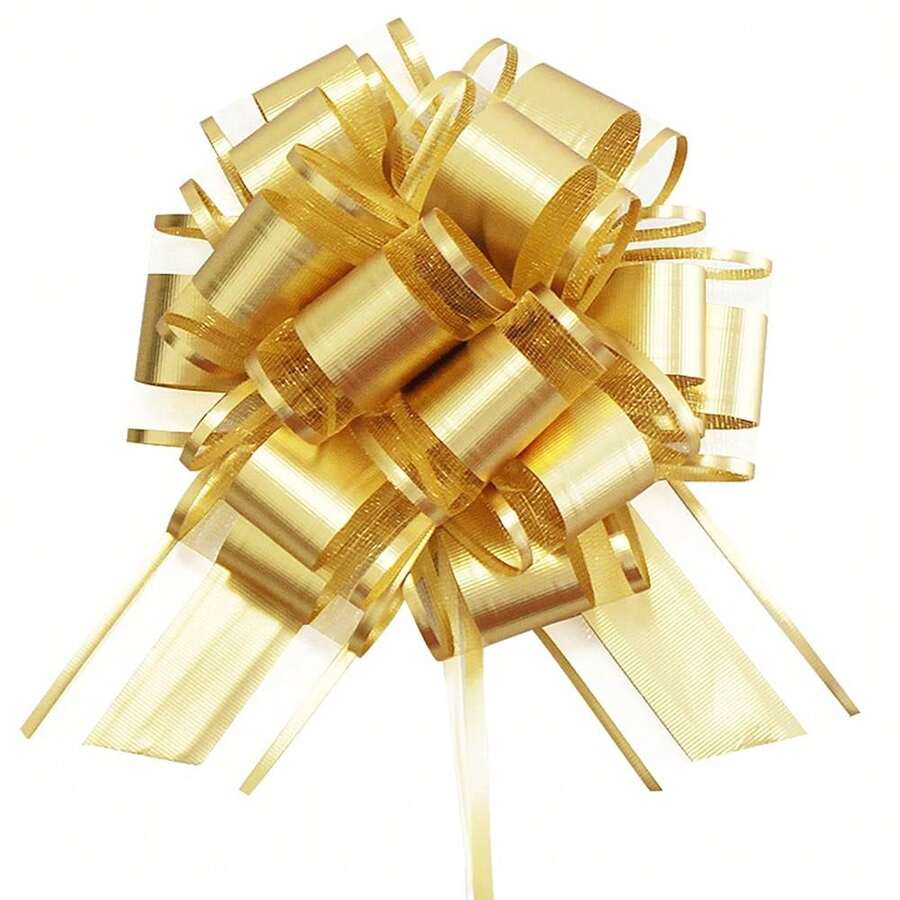6 PCS Pull Bow Gift Wrapping,6 Inch Gold Pull Bow For Gifts Wrapping Party Birthday Holiday Gift Boxes Bow Basket Packaging Bows For Valentine's Day Presents Flower Decorations (Bright Gold),BrightGold - 亮金 - 查看 1