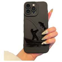 Funda de Teléfono Linda Una Silueta Simple de un Pescador para una Funda de Teléfono, Compatible con los Modelos de  11, 12, 13, 14, 15 Pro Max, 12 Pro Max, 13 Pro Max, 14 Pro Max, XR, 15, 15 Pro, 16, 16 Pro, 16 Pro Max, 17, 17 Pro, 17 Air, y 17 Pro Max. Funda protectora delgada a prueba de golpes para teléfono - 1 pieza - Ver 2