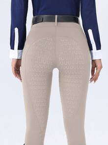 ROYALS MATTINI 女士马术骑行裤，全座硅胶防滑耐用马裤，带口袋，速干马术运动裤 - 杏色 - 查看 6