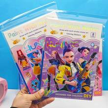 1pc K-Pop Watercolor Cartoon Coloring Book, High Cost-Effective K-Pop DIY Coloring Book Set - Multicolor - View 4